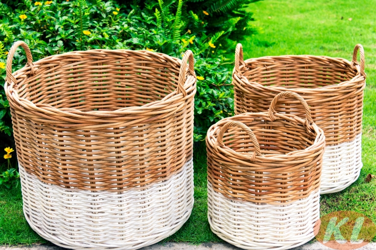 Round Rattan Basket Set Of 3 - KL Handicrafts